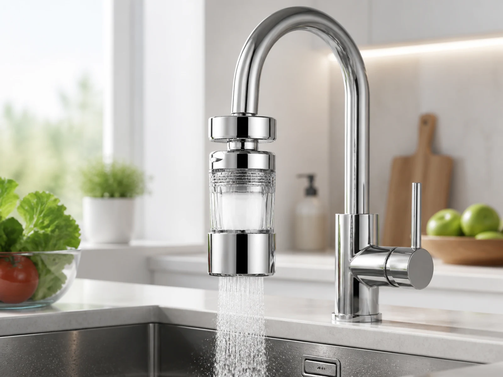 Micro-Nano Bubble Kitchen Faucet installed in a kitchen setting