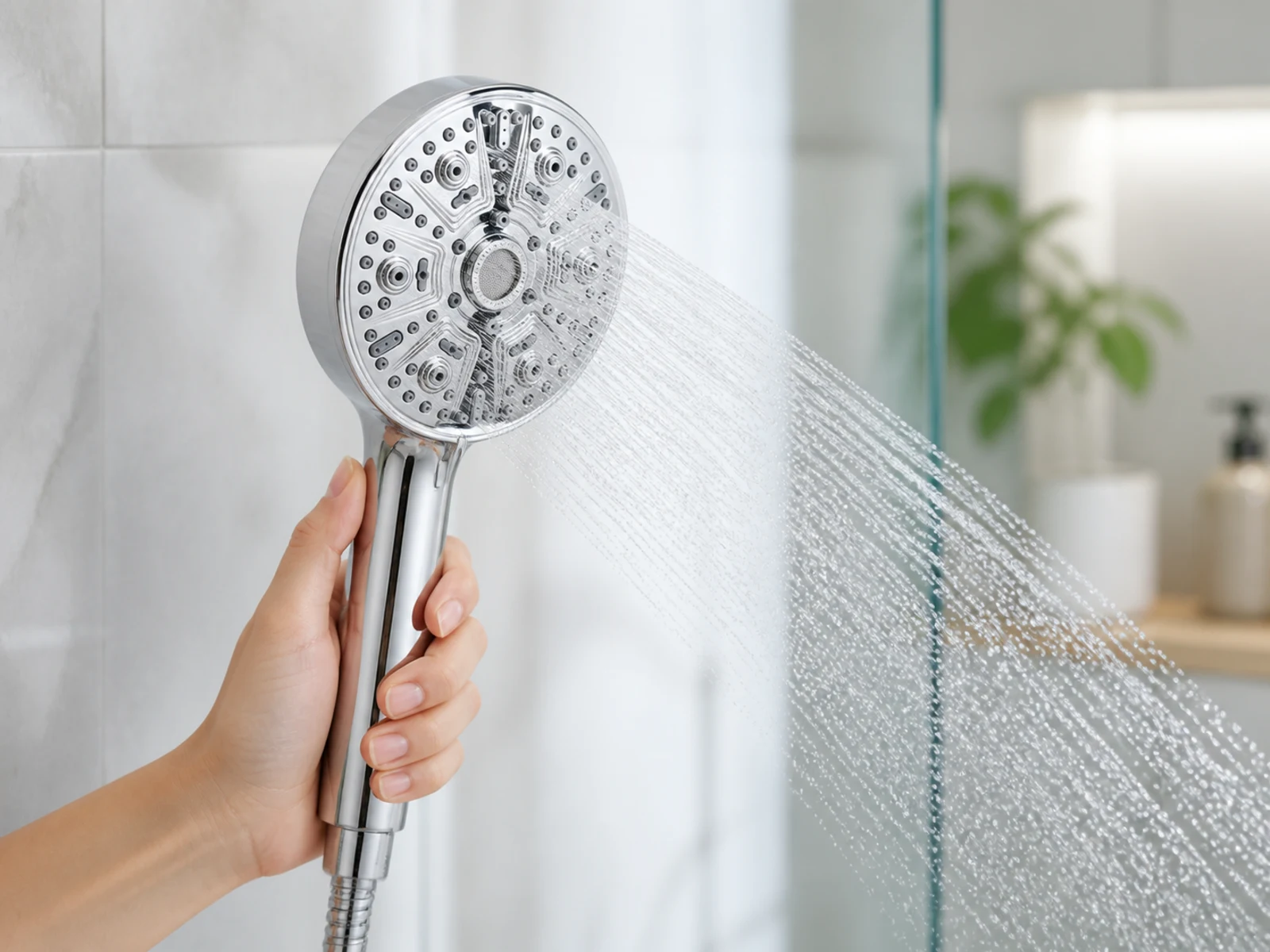 Micro-Nano Bubble Shower Head installed in a shower setting